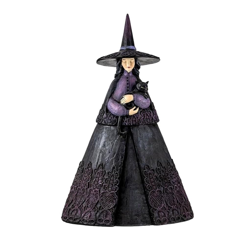 Bruja Figura 40 cm. Detalle Gato Imagen Resina Color