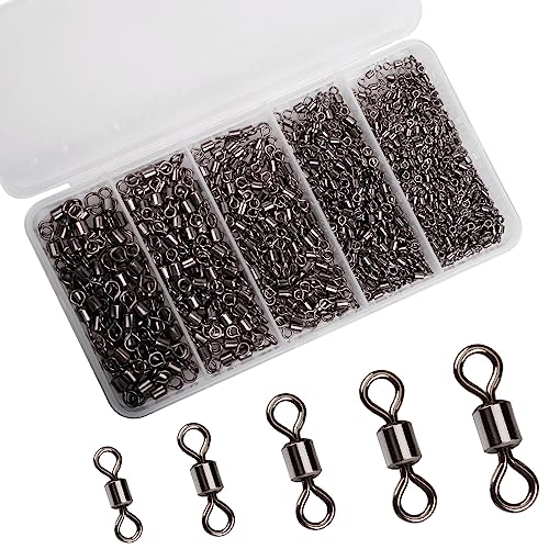 Fishing Swivels 350pcs Barrel Swivels Saltwater Freshwater Fishing Swivels Stainless Steel Rolling Swivels Fishing Tackle