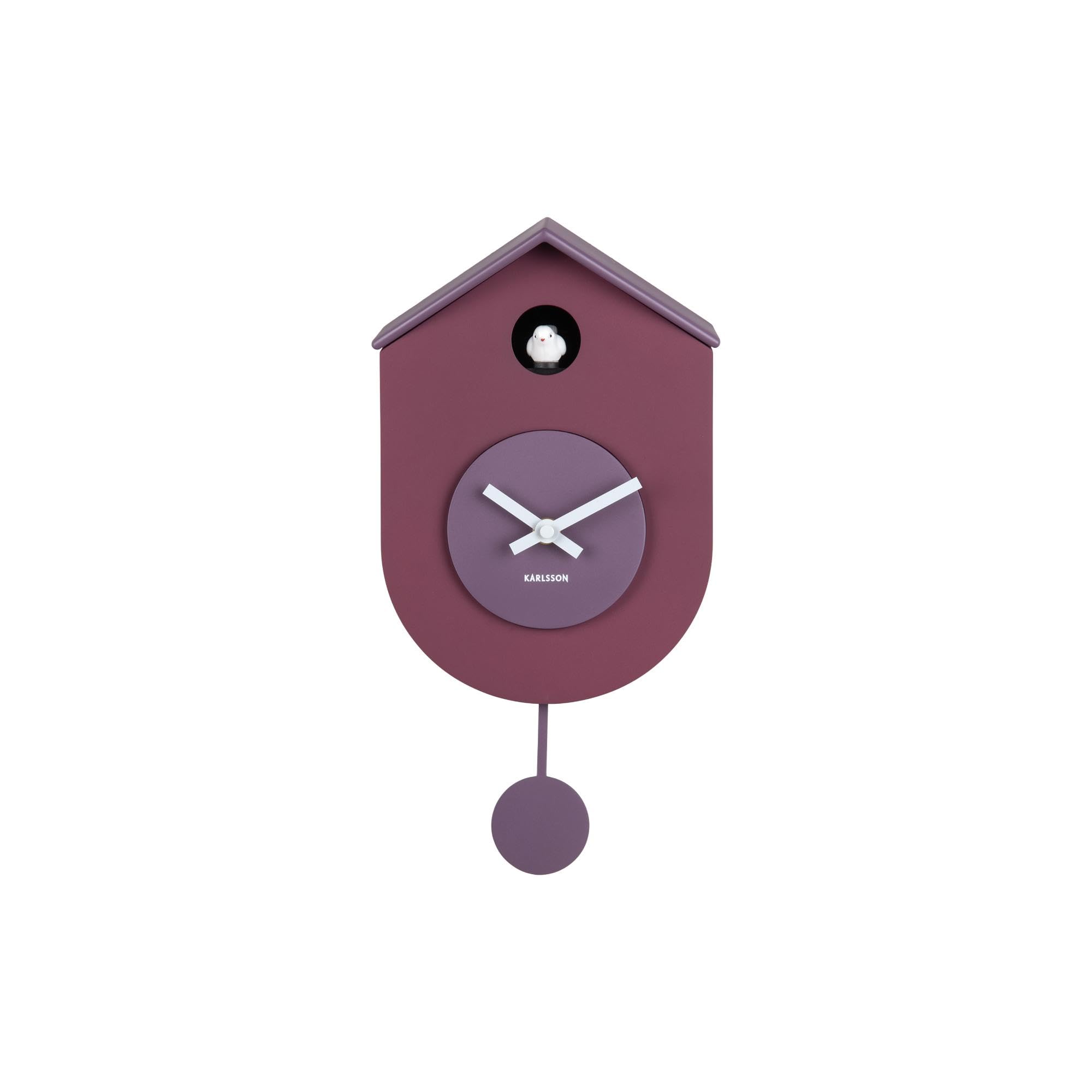 Karlsson Grato - Reloj de Pared con péndulo oscilante, Color Morado Oscuro y Lavanda Suave