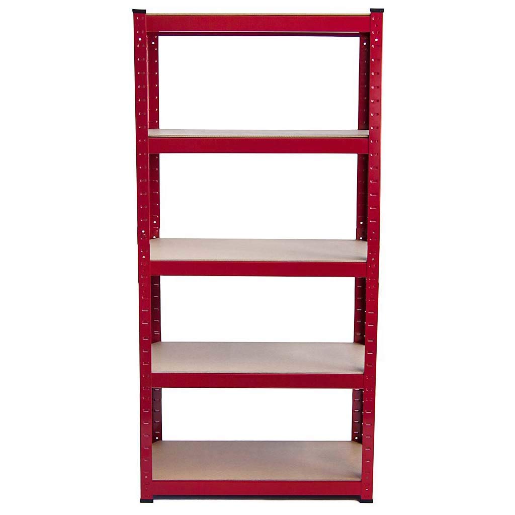 Red Heavy Duty Racking 5 Tier 150cm x 70cm x 30cm 5 Tier Shelves for Storage 875KG Capacity for Workshop, Shed, Office, Garage, Market