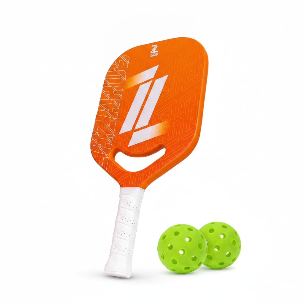 ZION Lazarus-II Pickleball Paddle | Aerodynamic Throat | 18K Carbon Friction Surface | 16mm Core | Orange & White-image-9