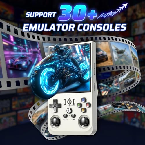 Image of R36MAX Retro Handheld Game Console, 4.0 Inch IPS HD Screen Portable Retro Gaming Console, 1.5GHz CPU Support 30+ Emulator Console Video Game Console, 4000mAh Battery (64GB White)