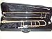 Silver Trigger Trombone with case and mouthpiece, open wrap