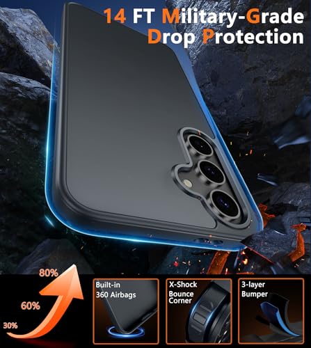 Image of FNTCASE for Samsung Galaxy S24-FE Case: Matte Textured Military Grade Drop Protection Translucent Cell Phone Cover - Slim Rugged Durable Shockproof Protective Bumper Cases, 6.7 inch (Matte-Black)