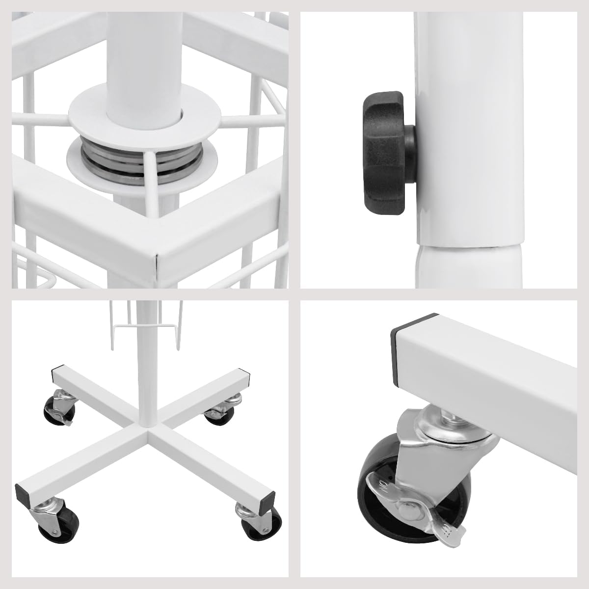 Rotating Greeting Card Rack, 20-Pocket Greeting Card Display Stand Rotating Rack Holder, for Postcard Brochures Holiday Gift Card, Thrift Store Grocery Retail (White)