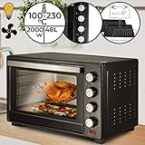 ⭐⭐⭐⭐⭐ PRAKTISCH: Mit einem der Drehregler dieses Grillofens können Sie die Temperatur im Bereich von 100 bis 230 ° C einstellen; der andere Drehregler programmiert die Garzeit auf bis zu 60 Minuten