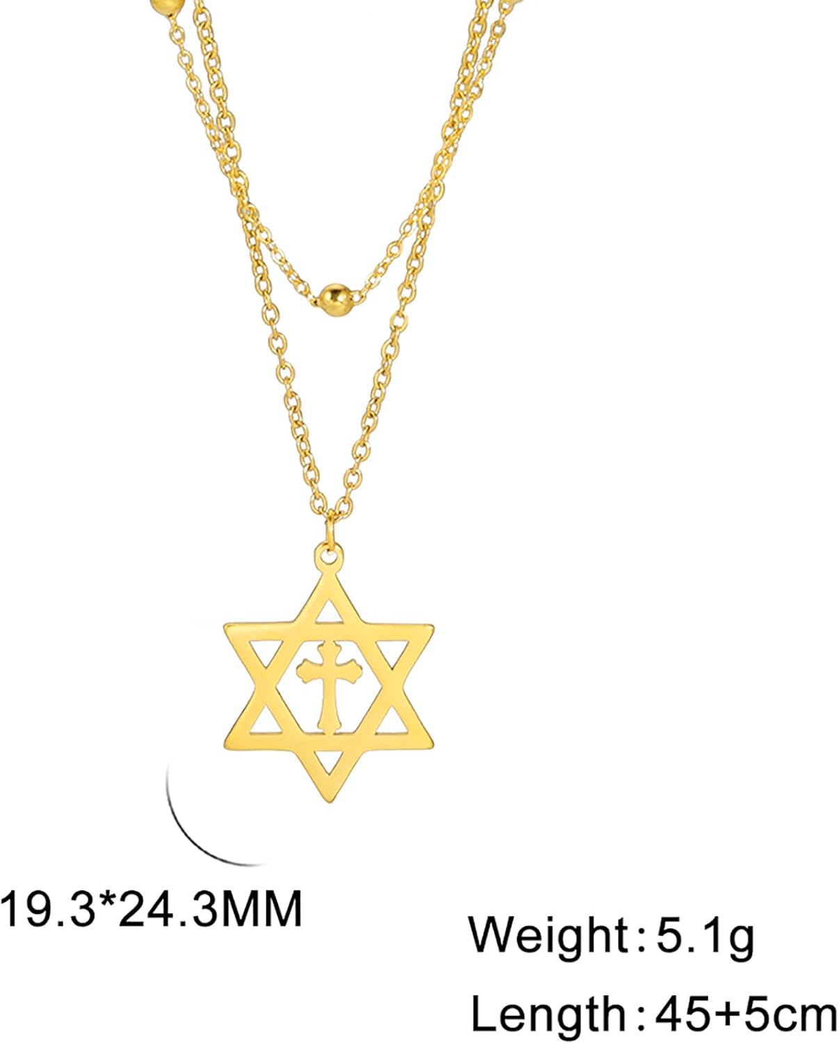 EUEAVAN Star of David Necklace for Women Hexagram Pendant Necklace Amulet Symbo Jewish Israel Religious David Jewelry Gift Women - Image 4