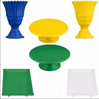 Kit Festa Brasil Completo 6 Peças Vasos Bandejas e Suportes Decorativos
