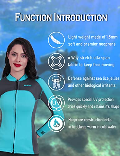 Womens Wetsuit Top, 1.5Mm Ladies Long Sleeve Neoprene Wetsuit Jacket Tops For Swimming Water Aerobics Diving Surfing And Boating #TOP2