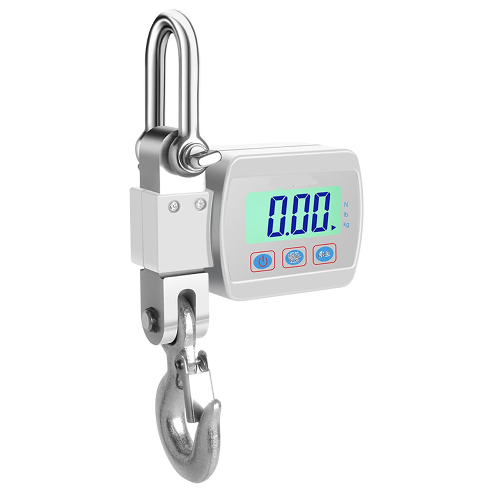 Voltix Báscula colgante electrónica de 500 kg (1100 libras), báscula colgante industrial con sensor preciso, mini báscula LCD portátil con gancho, báscula para maletas (blanco)