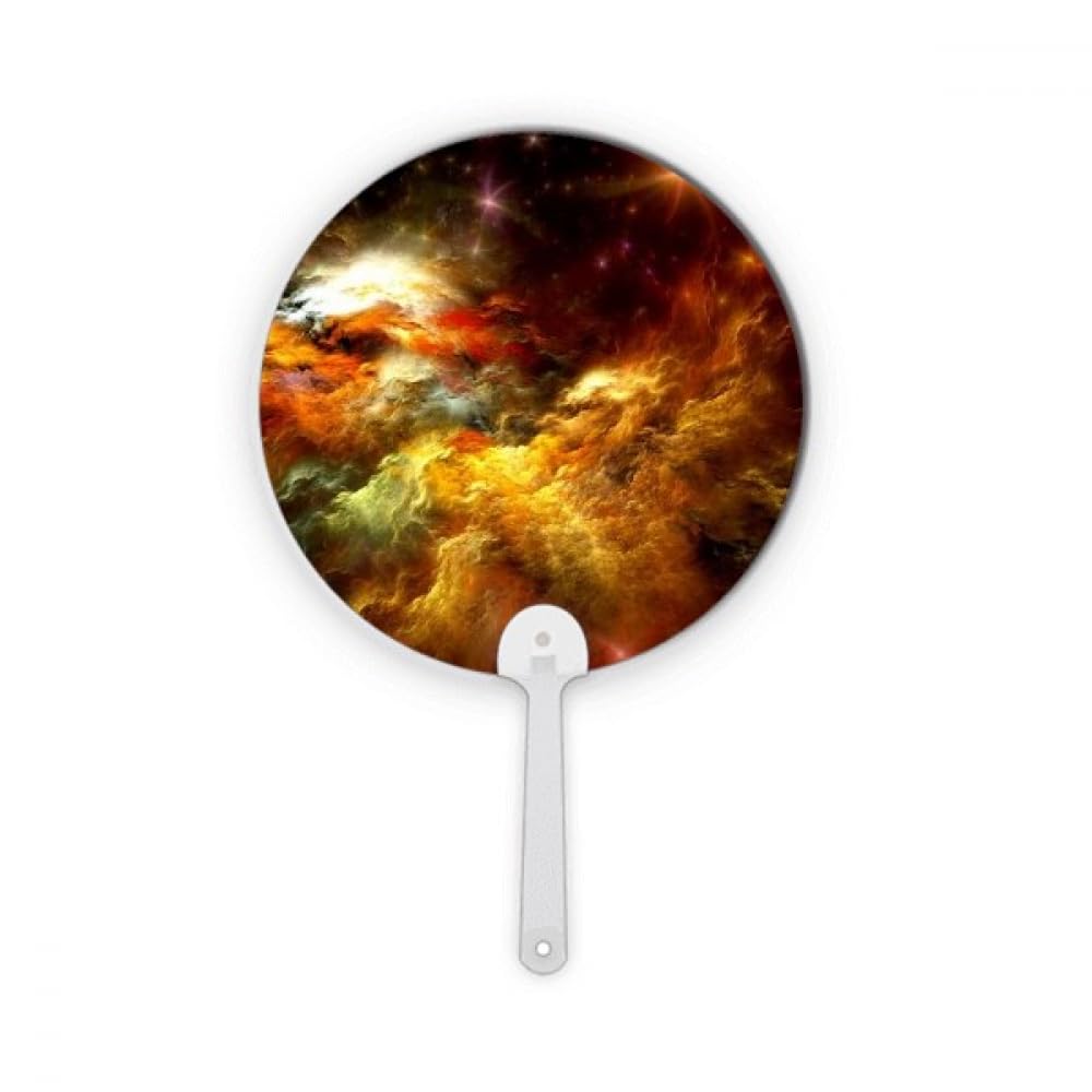 Éventail rond plastique orange style nébuleuse accessoire DIY loisirs créatifs