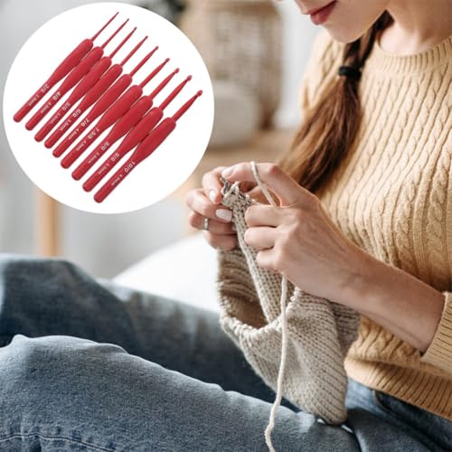 Kit de ganchillos de aluminio y silicona para tejer ropa de invierno sin deformar las puntas 5
