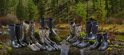 Guide Gear Men's Mid-High Bogger Waterproof Rubber Hunting Work Rain Boots 12”, 5Mm Neoprene Top, Black, 10D (Medium) #TOP3