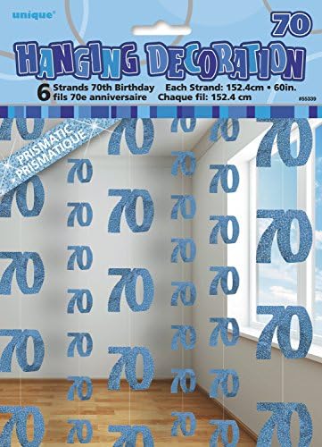Unique Party 55433 - 66cm Hanging Swirl Glitz Blue Birthday Decorations, Pack of 6