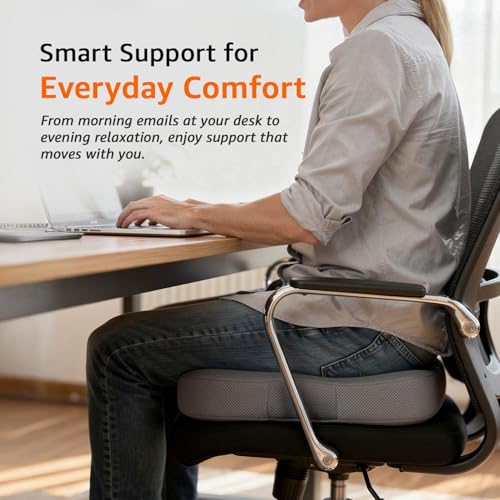 Image of amazon basics Memory Foam Coccyx Seat for Chair & Car | U-Shape Comfort Support for Office Seating & Driving | Breathable Design with Anti-Slip Base - Grey