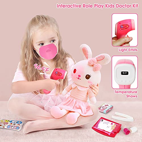 31Pcs Doctor Kit for Kids with Electronic Stethoscope, Toddlers Pretend Play Medical Kit, Educational Role Play Doctor Toys Set w/ Doctor Tent