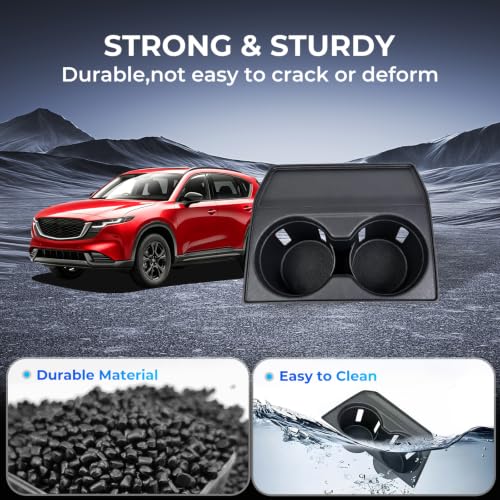 Image of Center Console Cup Holder Inserts for Mazda CX5 2026, Interior Accessories Silicone Car Cup Holders Covers Protector for 2026 CX-5, Black