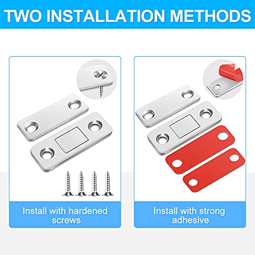 Image of FATLODA 4 Pack Ultra Thin Cabinet Magnetic Catch, Upgrade Stainless Steel Magnetic Door Catch, High Magnetic Cabinet Door Magnets for Kitchen Cupboard Wardrobe Closet Drawer Latch