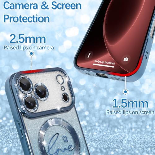 Image of ZIYE Magnetic Case Designed for iPhone 18 Pro Max Max Glitter Case -Blue