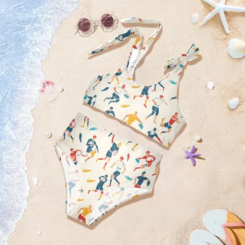 Girls' Bikini Set, Rugby Sports Kids Swimsuit 2 Pcs Beach Bathing Suit4