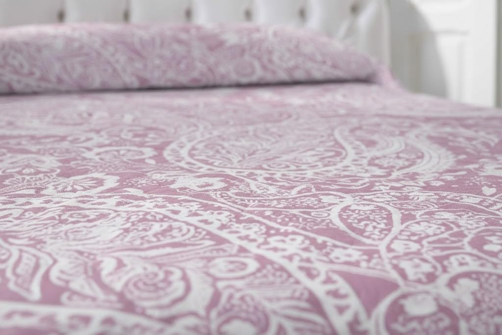 VIALMAN Colcha Bouti Ligero Sofia 29 con un Diseño de Cachemira para Cama de Matrimonio de 150 cm | Colcha Cachemir 150 | Colcha Paisley 250x270 cm, Color Rosa
