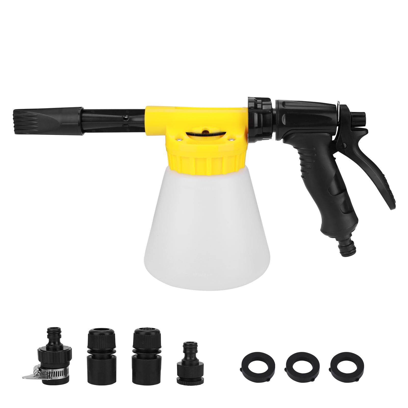 Pistolet à mousse multifonction pour voiture 900 ml Pistolet à mousse réglable professionnel pour voiture, moto, jardin Outil de lavage Tuyau