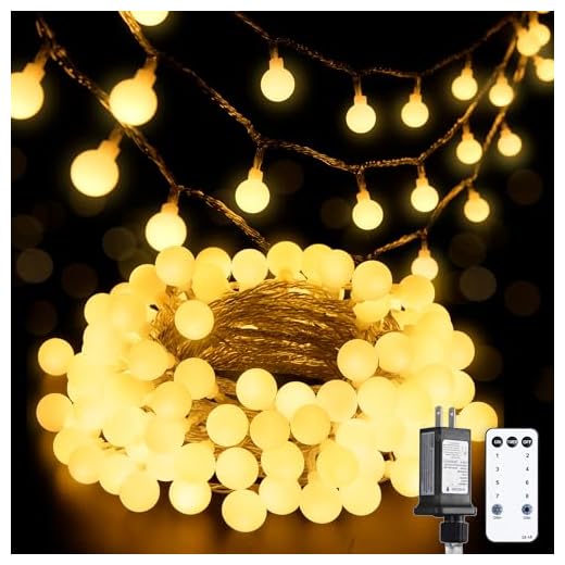 JMEXSUSS 100 LED Connectable Globe String Lights Indoor Bedroom, 33ft Warm White Christmas String Lights Plug in with Remote, 8 Modes Hanging Fairy Lights Outdoor for Room Classroom Dorm Party Decor
