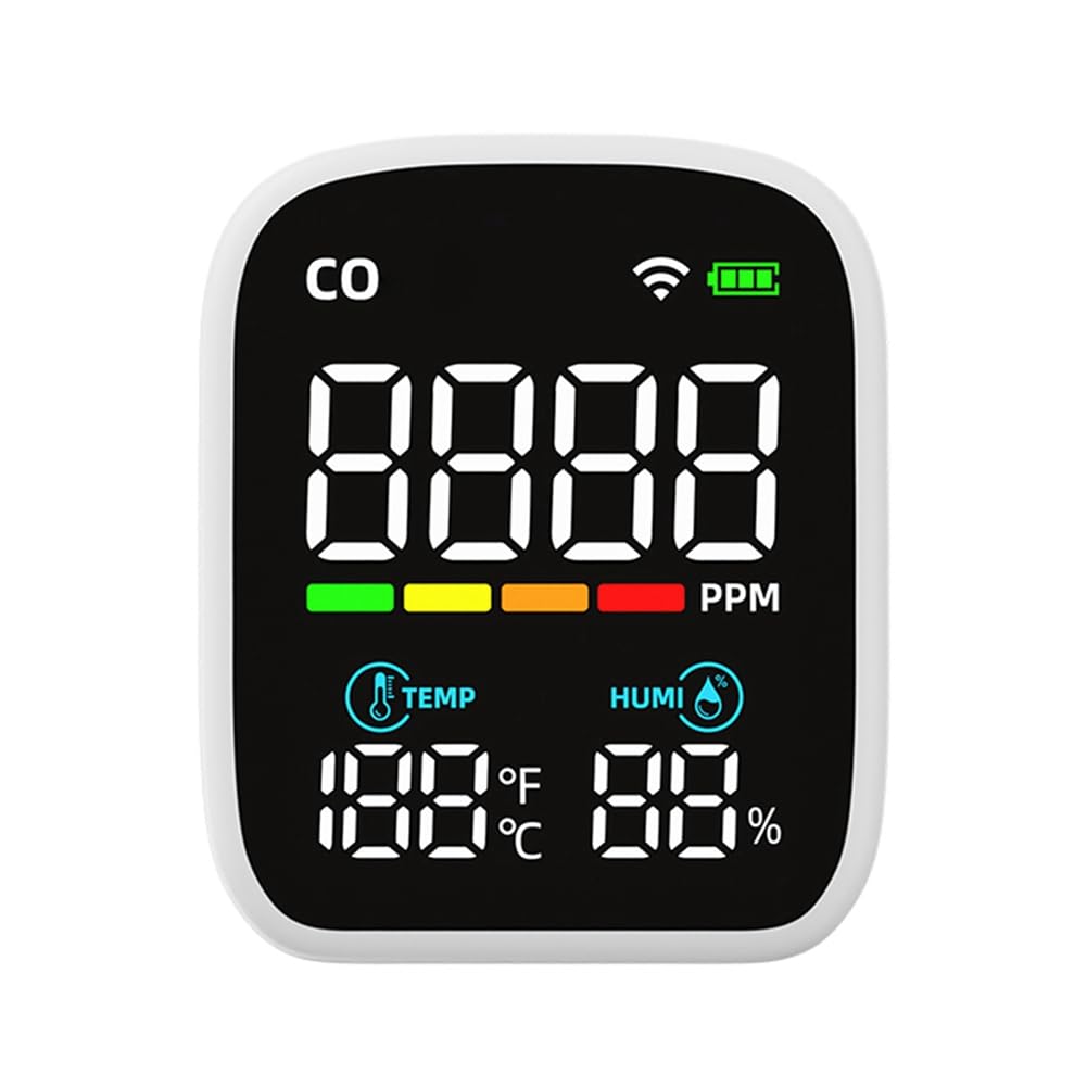 TORR PV28 Mini Detector de CO Inteligente WIFI, Monitor de Calidad del Aire Interior 3 en 1, Medidor de Temperatura y Humedad de CO, Probador de CO