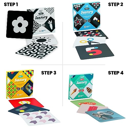Image of SPARTAN KIDS High Contrast Flash Cards for Newborn Babies, 160 Pictures, Sensory Development for Infants 0-36 Months, Visual Stimulation (Set of 4)