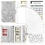 Charmoon 家計管理 ポーチ お金管理 ファイル 家計簿 袋分け 6穴 バインダー 貯金 予算管理 A6 (グレー)