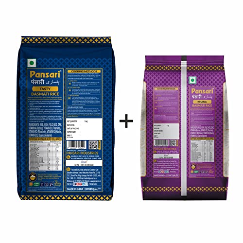 Image of Pansari Khana & Tasty Basmati Rice Combo|Long Grain,Naturally Aged(2-Years) and Fortified|Basmati Rice /Biryani Rice /Pulav Rice-(5+1kg)