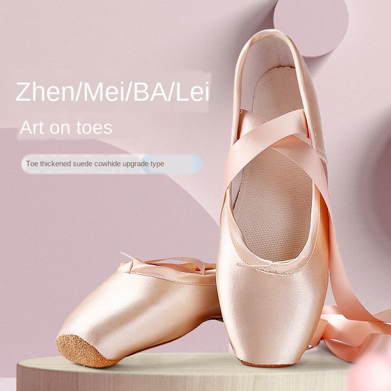 Scarpe da Ballo for Donna, Scarpe Punta Professionali for Bambini e Adulti, con Nastri, Ginnastica Ragazza