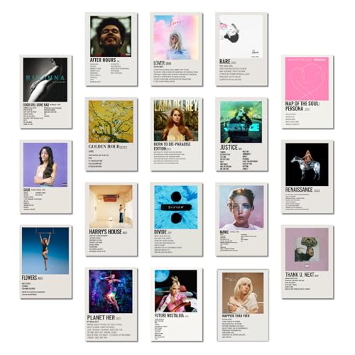 Image of Pop Song Posters Pack of 18 (14.8 x 10.5cm) 300 GSM | Album Minimalist Poster Set | Pinterest Wall Posters | Aesthetic Wall Collage Kit | Aesthetic Wall Decor | Wall Prints for Office