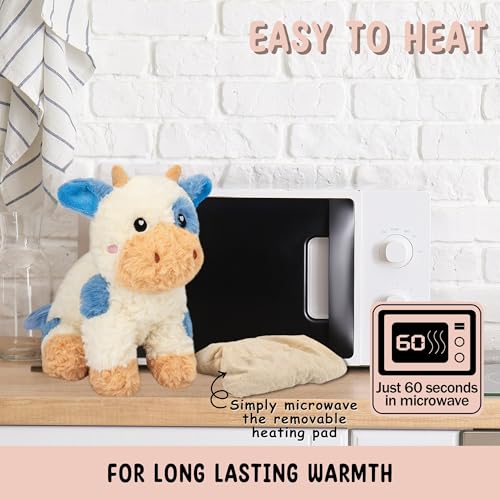 Image of Cow Microwavable & Weighted Stuffed Animals - 1.5 Lbs Unscented Heating Pad for Period Cramps Pain Relief and Anxiety, Cute Cow Plush Toys Gifts for Women Girls Adults and Kids by Happy Fuel