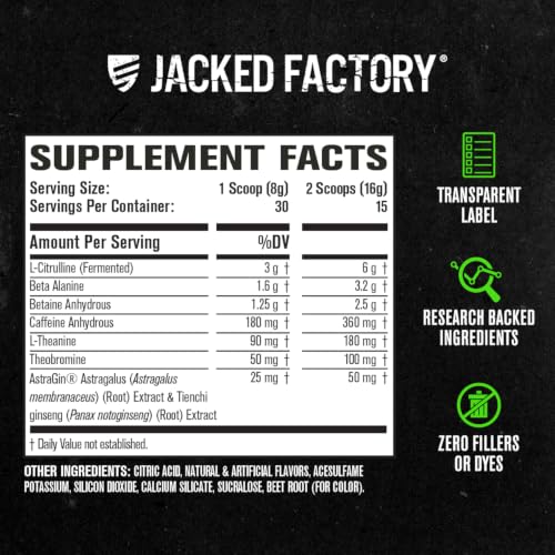 Image of Jacked Factory NITROSURGE Pre Workout Supplement - Endless Energy, Instant Strength Gains, Clear Focus and Intense Pumps - NO Booster & Powerful Preworkout Energy Powder - 30 Servings, Watermelon