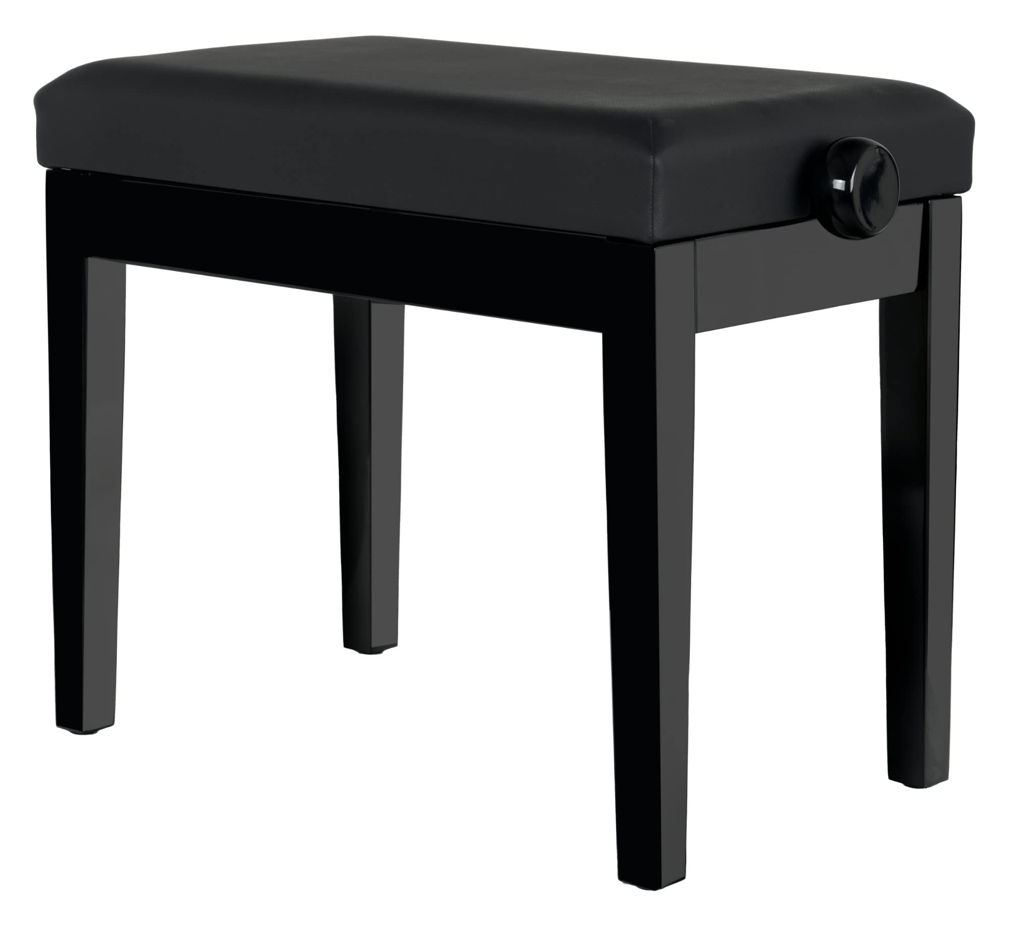 Classic Cantabile Pianobank Modell P - Schwarzes Polster aus Kunstleder - Höhenverstellbar von 48 bis 58 cm - 2-fache Kreuz-Mechanik - Massive Holzkonstruktion - Schwarz Hochglanz