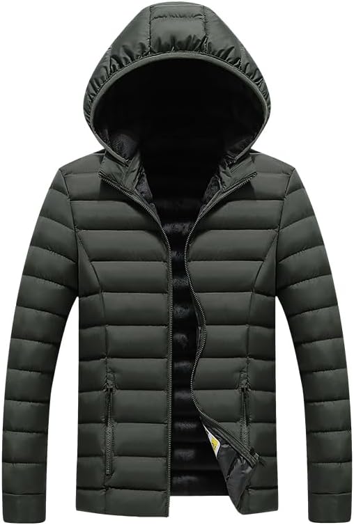Men's and women's autumn and winter thick imitation down jacket with detachable hat, full zipper windproof and warm