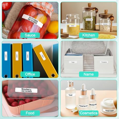 OFFCUP Etikettenband, 15 mm x 6 m, Etikettenband, selbstklebend, Klebeband für Drucker P11/P12/P15, thermisch, selbstklebend, für Schule, Haus, Büro