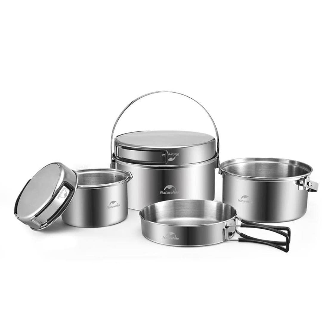 Amazon | Naturehike ステンレス鍋セット 入れ子式収納 効率的な熱伝導