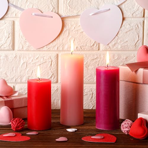 Image of Conelist 3 Pcs Red White and Blue Wax Candle 4th of July Unscented Dripless Pillar Patriotic Candles Smokeless Independence Day American Gifts for Dinner Party Decoration(Red Pink,2 Inch)