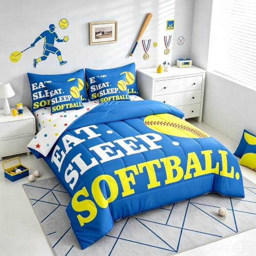 Image of Feelyou Softball Bedding Set Twin Size 7 Piece for Girls Boys Kids