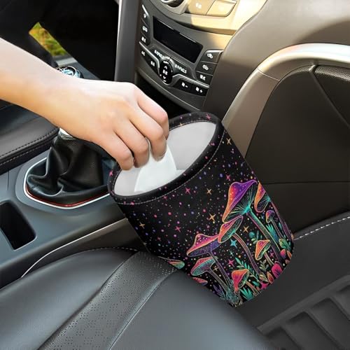 Image of Colorful Mushroom Car Garbage Bin Car Trash Bin Car Trash Can Bags Collapsible Accessories Trash Can Rubbish Bin Garbage Bin Decoration Car Interior Universal