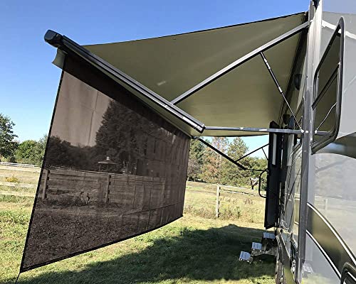Tentproinc RV Awning Sun Shade Screen 8' X 14' 3'' - Brown Mesh Sunshade UV Blocker Complete Kits Motorhome Camping Trailer Canopy Shelter - 3 Years Limited Warranty - Image 3