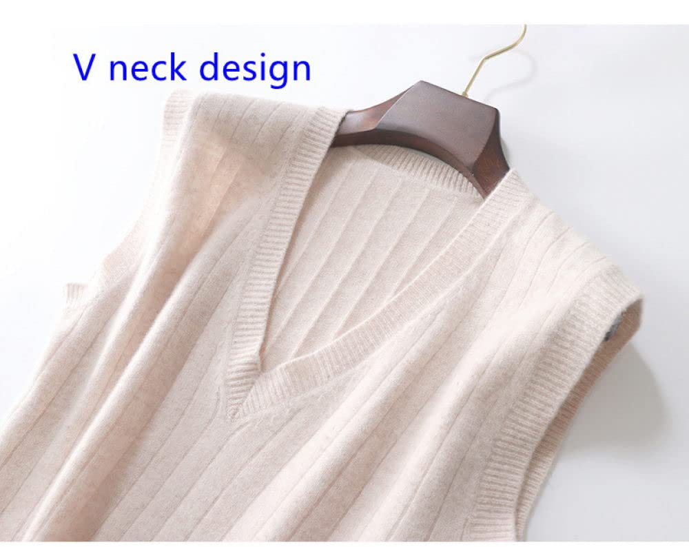 Mouwloze Tank Vesten,Dames Gebreide Trui Vest Casual Effen Kleur Geribbelde Gebreide V-Hals Herfst Winter Warme Zachte Mouwloze Zak Knopen Vest Trui Tank Top Cami Vest Blouse,Beige