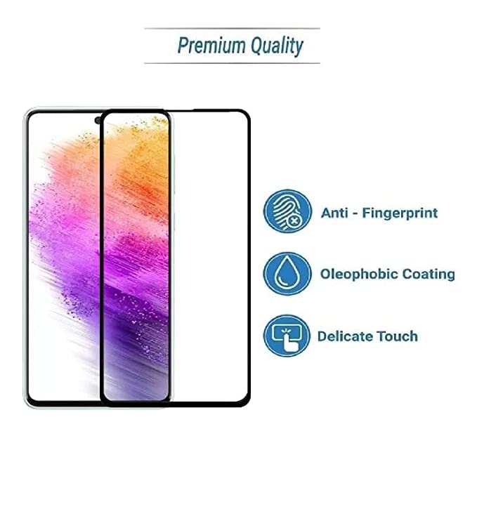 Image of Screen Protector for Samsung Galaxy A73 5G (Black) Tempered Glass Edge-to-Edge 6D Screen Guard With Installation Kit