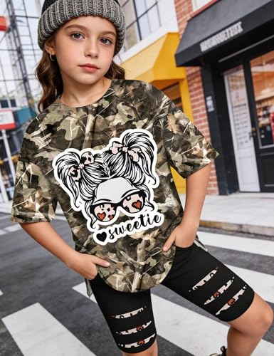 Image of Girls Clothes Short Sleeve Tie Dye Top Shorts and Pants 2PCS Girls Summer Outfits Size 6-16