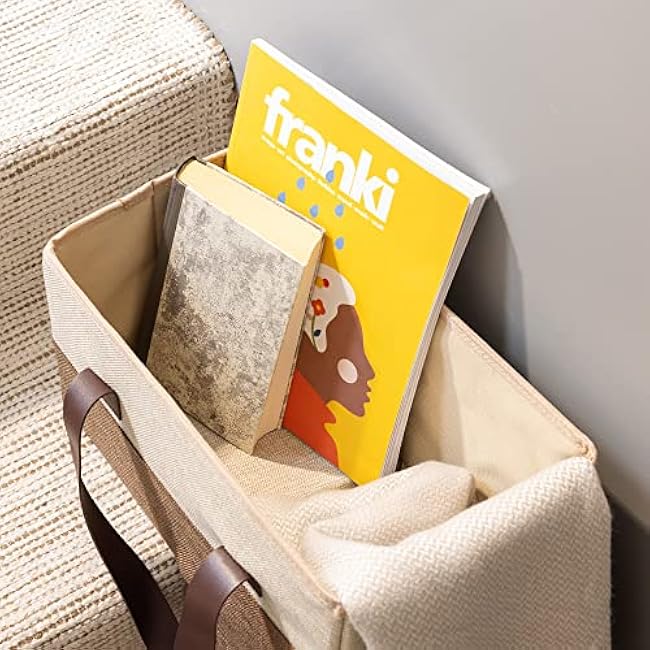 Navaris Stair Basket - L-Shaped Staircase Organizer with Handles - Foldable Collapsible Step Storage for Carpeted and Wooden Stairs