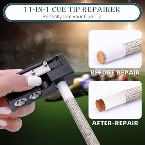 11-in-1 Billiards Pool Cue Tips Replacement Kit, Pool Cue Tip Shaper with Pool Cue Tips, Pool Cue Shaper, Pool Cue Tip Tool, Pool Cue Tip Replacement Kit for Replacement and Shaping Cue Tips - Image 5