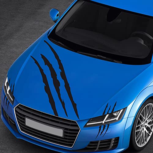 Image of Car Decals Claw Mark Stickers to Cover Hood Headlights Scratches, Modified Cars /Vans /SUVs /Trucks, Pack of 3 (Black)