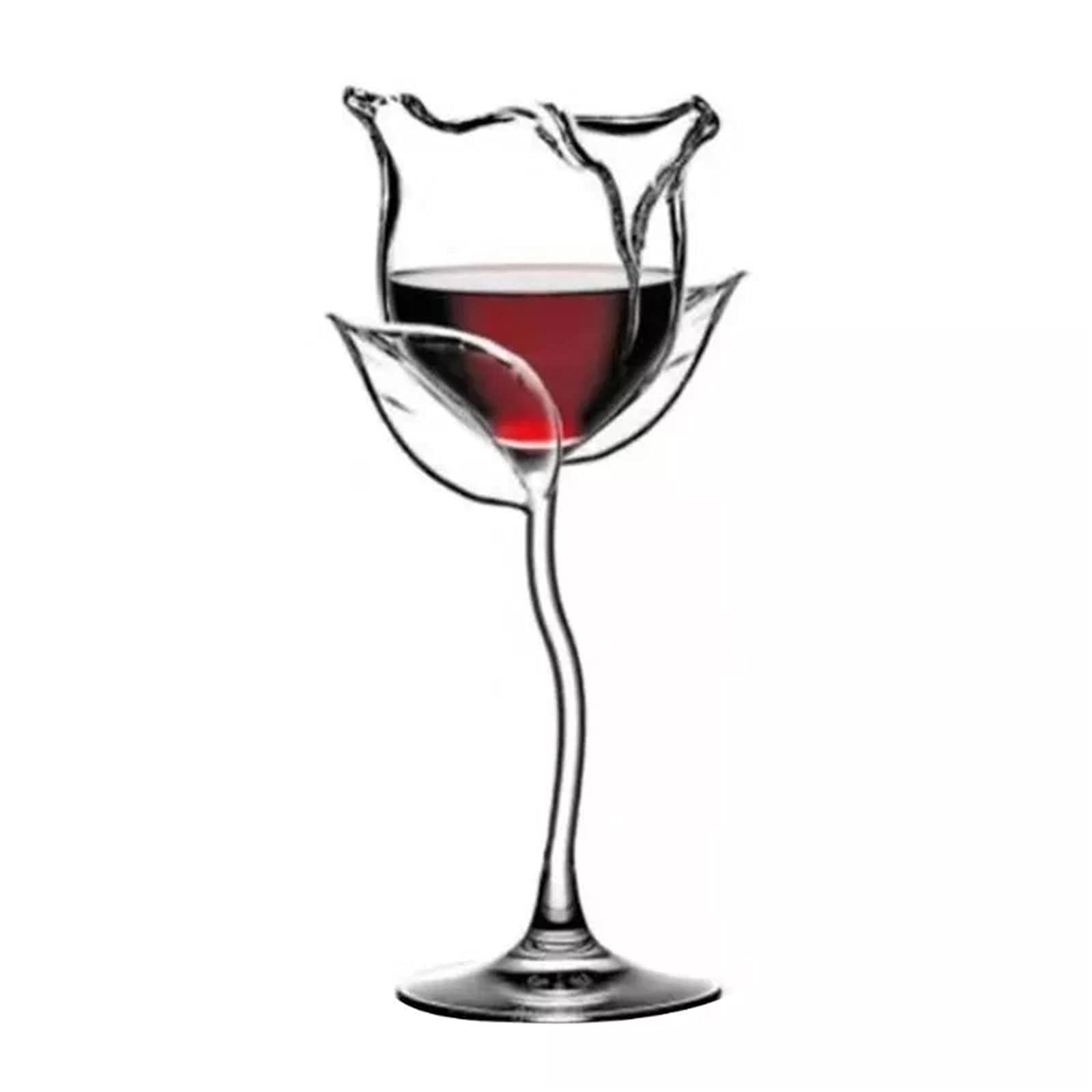 QiHaoHeji Wine Glasses Red Wine Goblet Wine Glasses 100ml Rose Flower Shape Wine Glass for Party Barware Drinkware (Color : Clear, Size : 22.5x7cm)